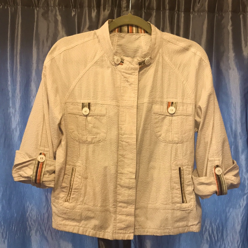 Seersucker button down top